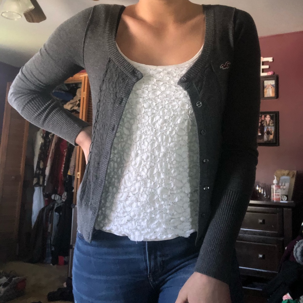 Gray cardigan